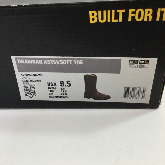 CAT Caterpillar P51034 Drawbar Pull-On Soft Toe Summer Brown Work Boots Shoes - Picture 3 of 10